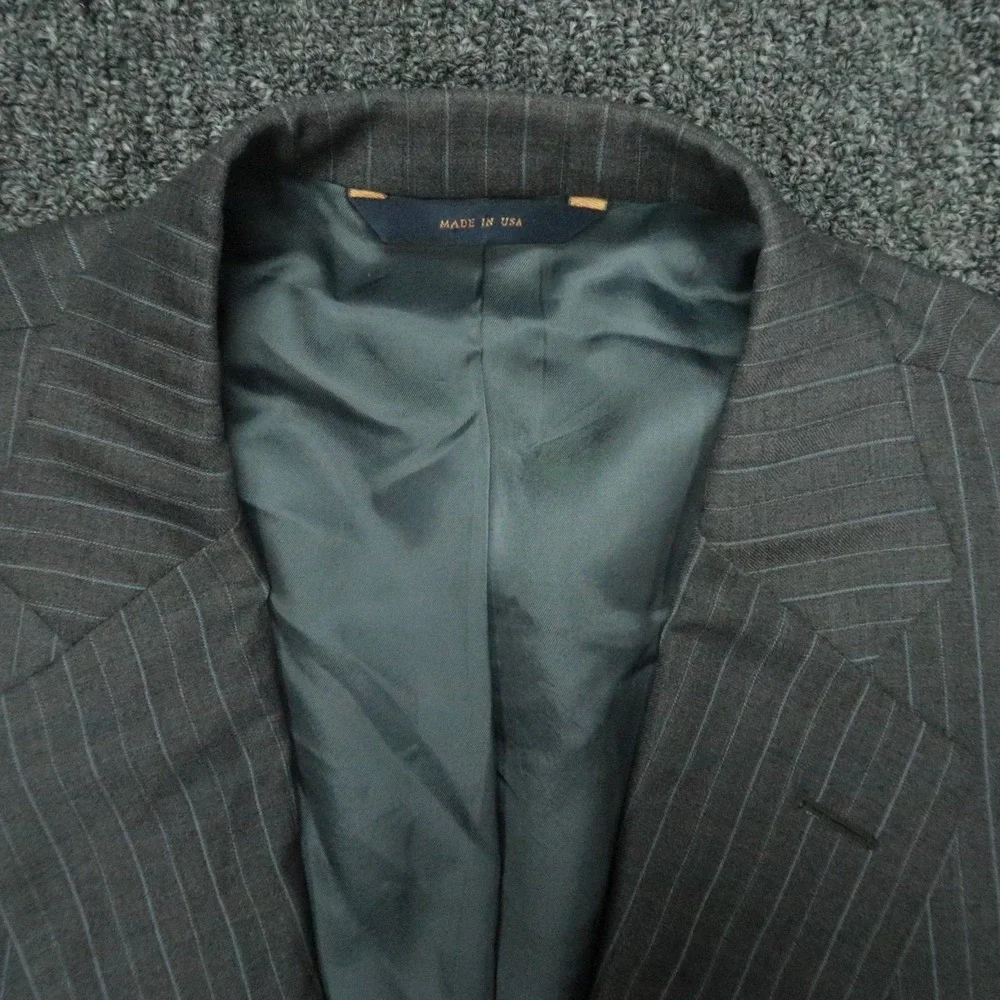 Brooks Brothers Blazer Mens 43R Gray Wool Pinstripe 1818 Madison Saxxon Jacket *